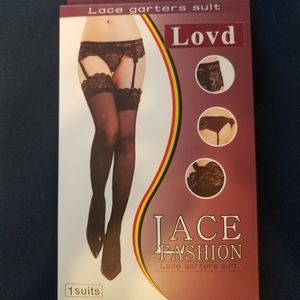 stockings garter belt panties black lace